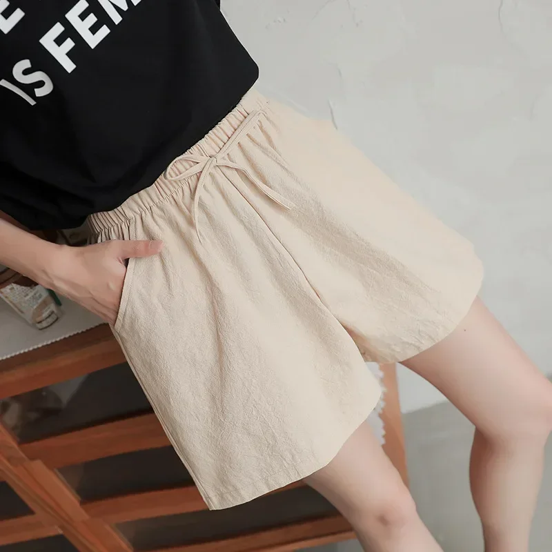 High Waisted Casual Linen Shorts Women Gym Workout Shorts Cotton Short Pants Loose-fitting Ladies Short Femme Women Shorts Sport - Image 2