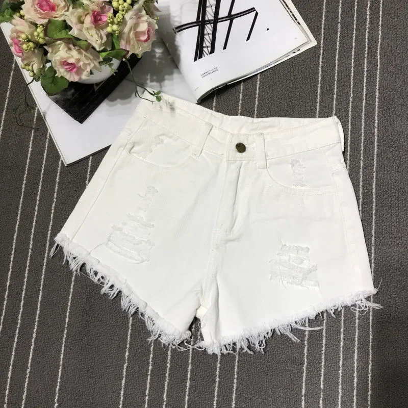 New High Waist Tassel Broken Denim Shorts Female 2024 Summer Korean Version Raw Edge Wide Leg Loose Plus Size Jean Shorts Women - Image 5
