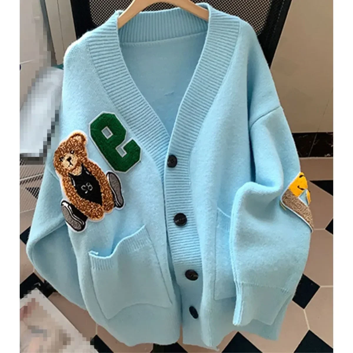 2024 Autumn Women's Cardigan Wool Sweater Korean Version New Embroidered Jacket Knitted Sweater Cardigan Hem Sweater Knitwear - Image 5
