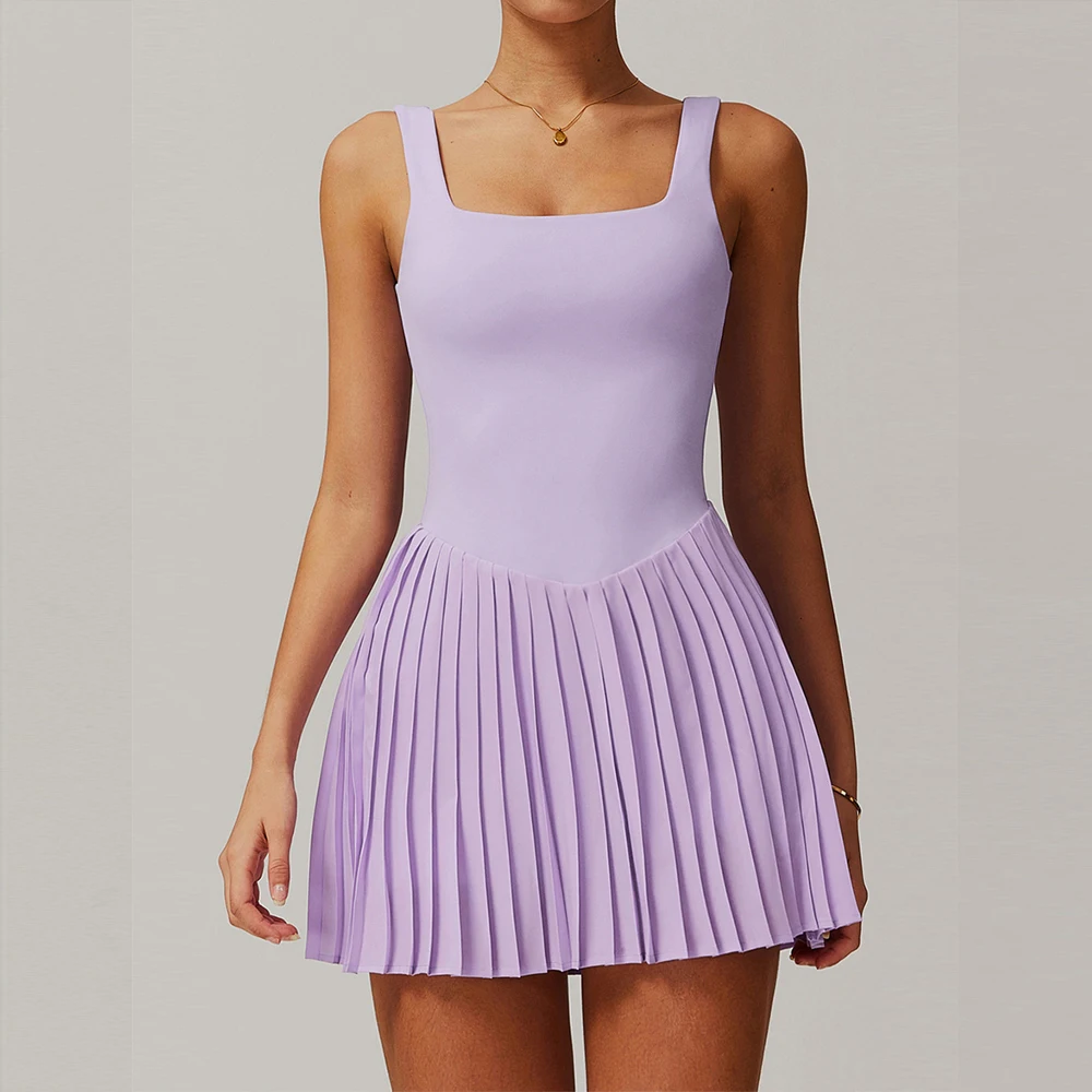 Naked Tennis Dress Hollow Out Backless Women Skirt Jumpsuit Anti Glare Fitness Sports Running Pockets Pleated Skirt Sports Dress - Image 3