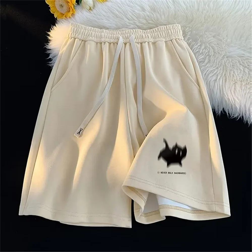 Oversized Shorts Women Gaussian Blur Scares Kittens Print Short Y2k Street Couple Five-point Elastic High Waist Basketball Short - Image 3