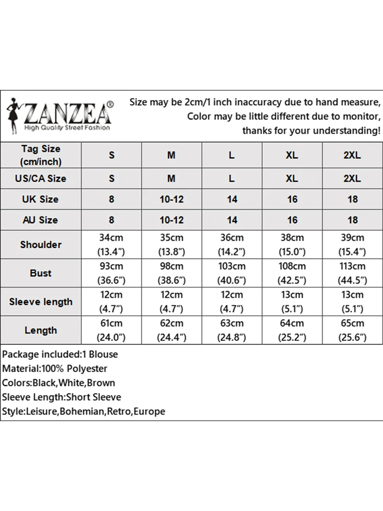 ZANZEA Summer Fashion Printed Blouse Woman Short Sleeve O-Neck Tops Casual Party Chemise Female Elegant OL Office Shirt 2024 - Image 6