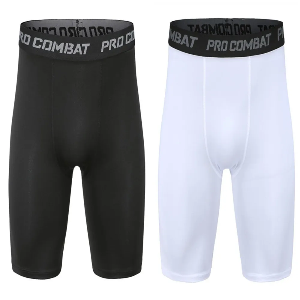 Men Compression Base Layer Running Tight Shorts Sport 3/4 Cropped Pant Leggings Gym Basketball Fitness Exercise Cycling Trousers - Image 3