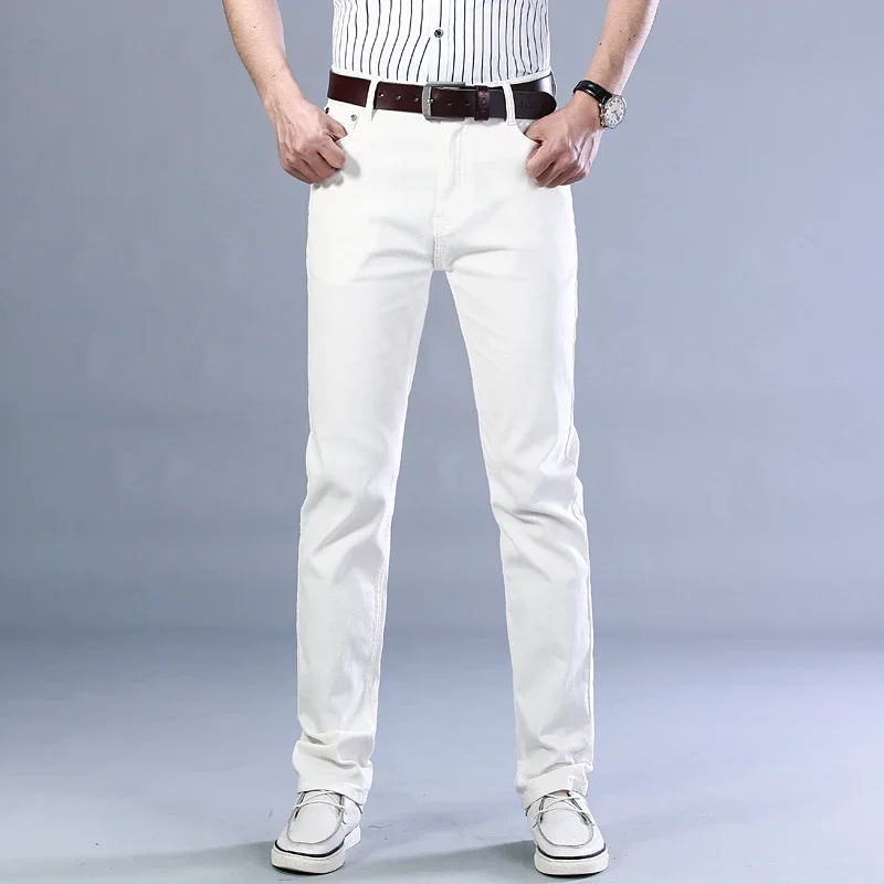 Men's White Stretch Jeans Spring Summer New Classic Business Casual Cotton Slim Denim Pants Male Brand Clothing Trousers - Image 4