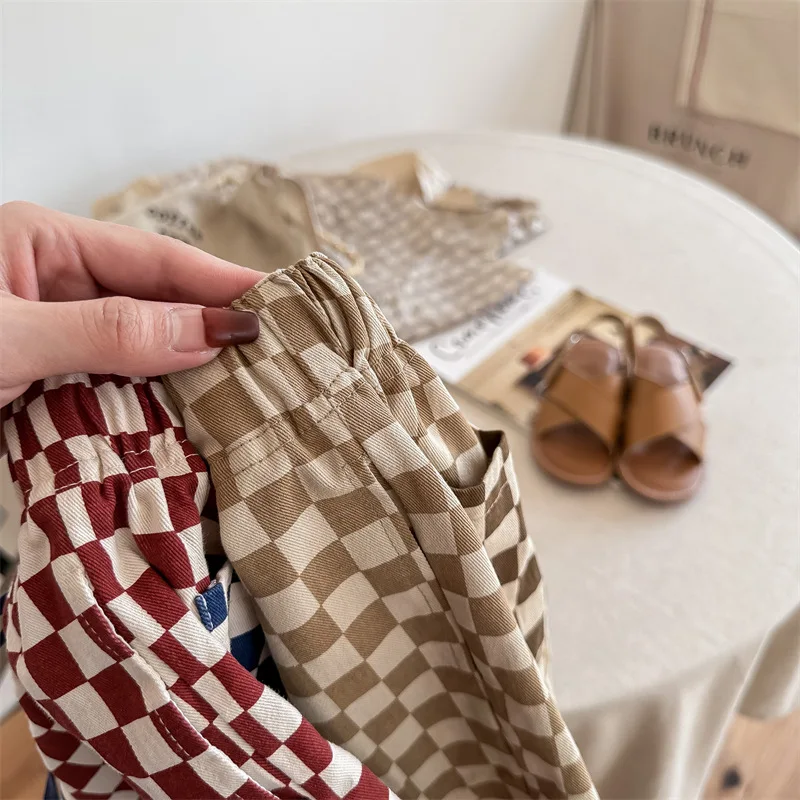 Children Summer Thin Patchwork Shorts Baby Girls Loose Boutique Short Pants For Boys New Fashion Plaid Cotton Short Tousers - Image 5