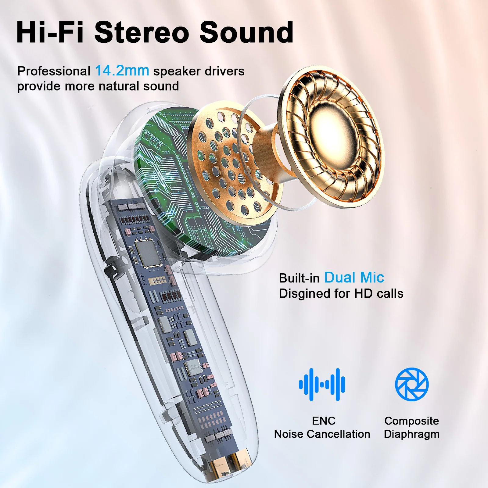 Wireless Earbuds, Bluetooth 5.3, 4 ENC Noise Canceling Mic, 40H LED Display Charging Case, IP7 Waterproof in-Ear Earbuds. - Image 3