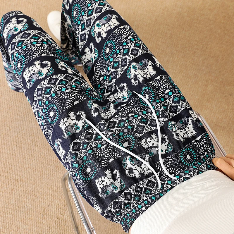 Women Wide Leg Pants High Waist Elephant Print Pant Summer Thin Straight Trousers Casual Bottoms Female Clothing 2023 Fashion - Image 4