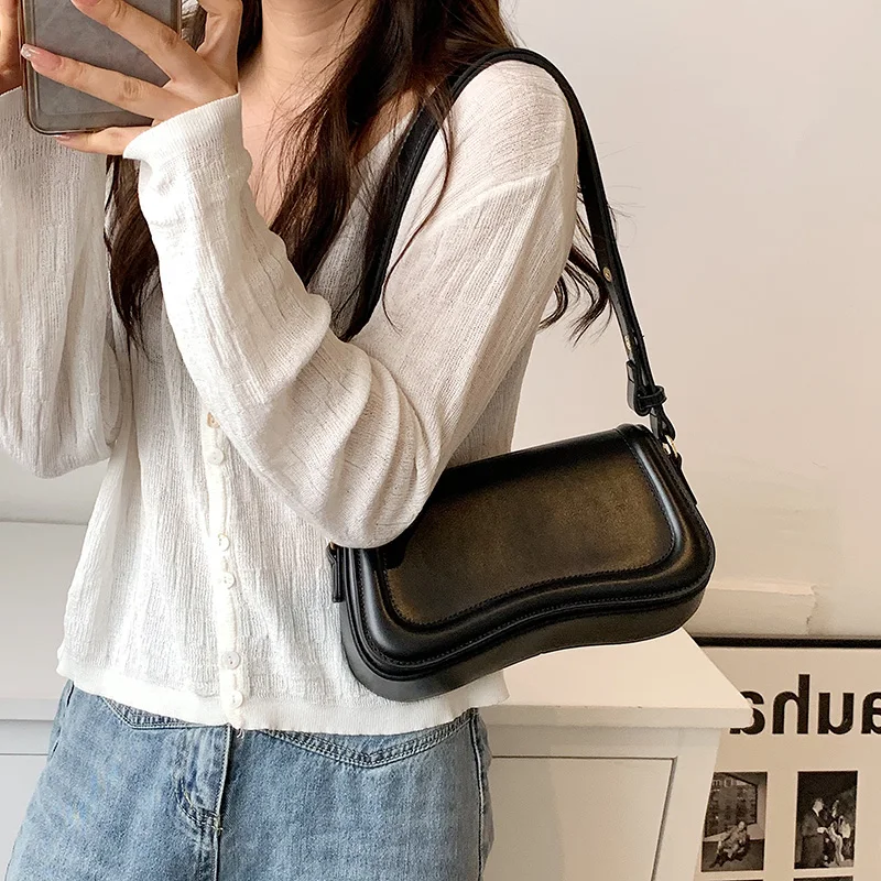 MOODS Flap Crossbody Bags For Women Pure Color PU Leather Armpit Shoulder Bag 2023 Latest Fashion Small Saddle Handbags Female - Image 6