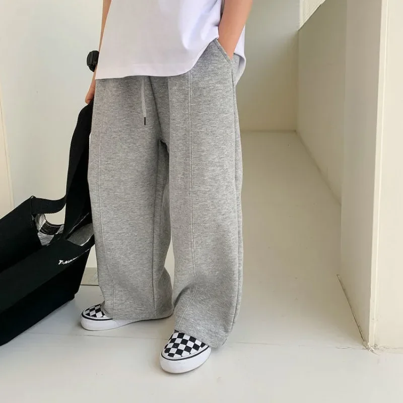 Autumn Kids Solid Sweatpants for Boy Casual Straight Trousers 3+y Young Child Clothes Spring Girl Thin Elastic Waist Sports Pant - Image 3