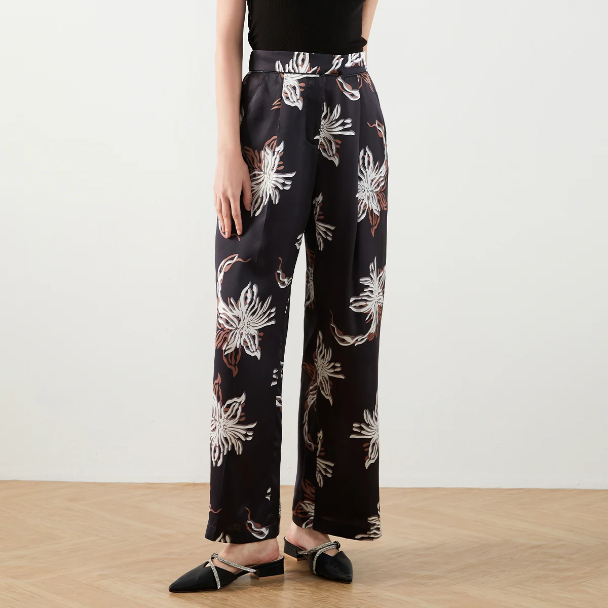 K1449W High Waist Wide Leg Pants Women Luxury Drawstring Casual Clothes Pants For Ladies Wide Leg Trousers For Women - Image 4