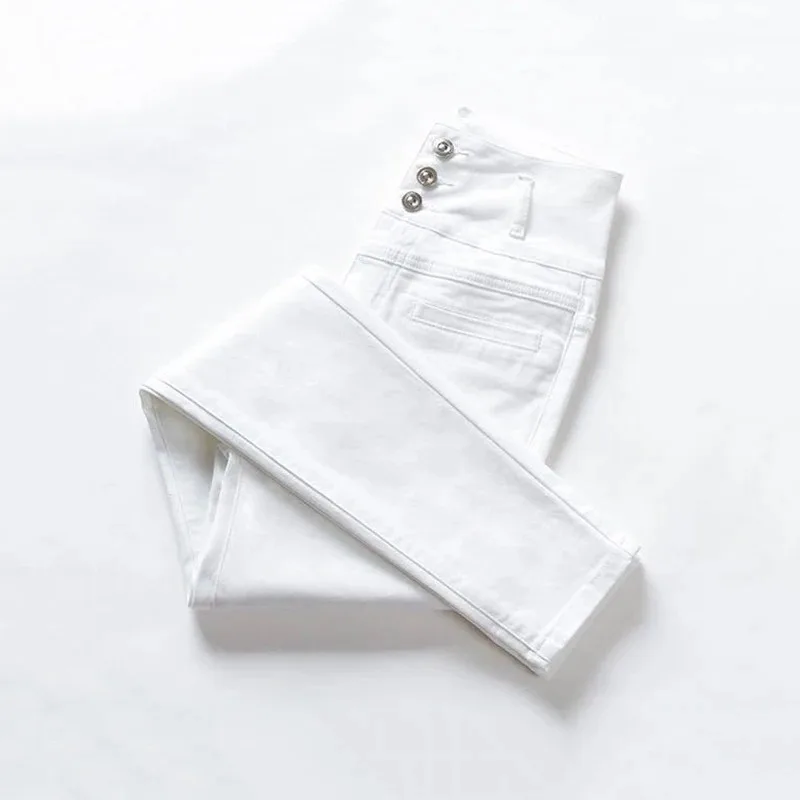 Ankle-length Stretch Vaqueros New High Waist Button Fly White Pencil Jeans Women Black Big Size 5XL Skinny Denim Leggings Pants - Image 4