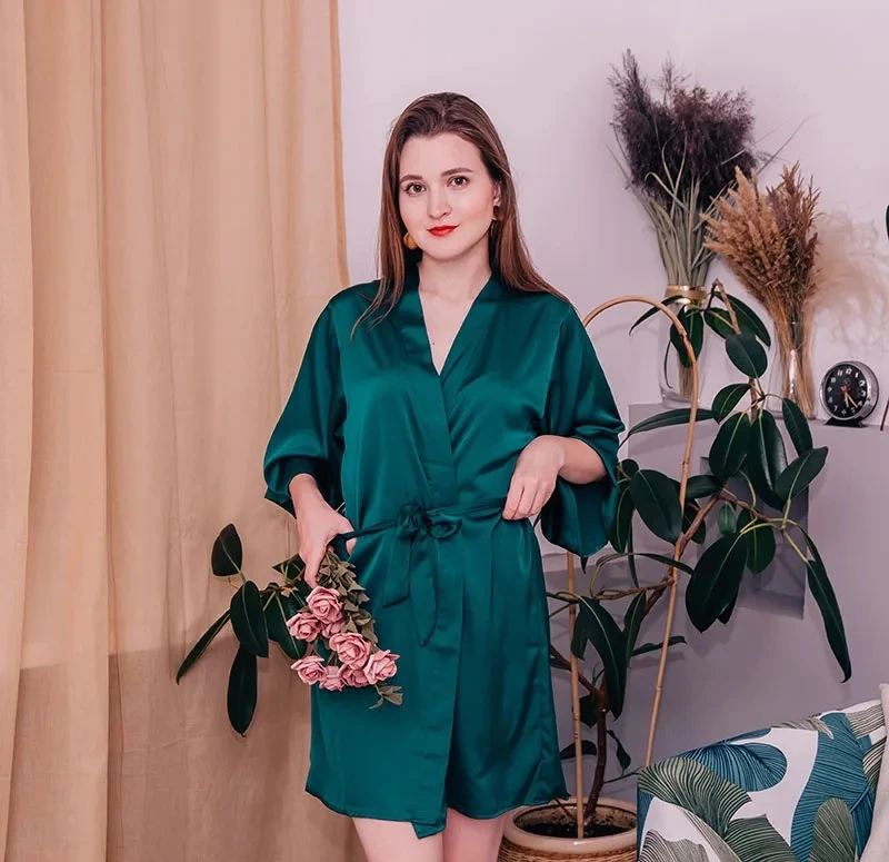 Kimono Bathrobe Gown Female Robe Set Satin Sleepwear Casual Nightgown Bridal Wedding Gift Sexy Nightwear Intimate Lingerie - Image 5