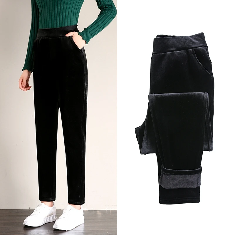 Winter Thicken Velvet Pencil Pants Women's High Waist Plush Fleece Lined Big Size 5xl Ankle-length Pantalons New Slim Leggings - Image 2