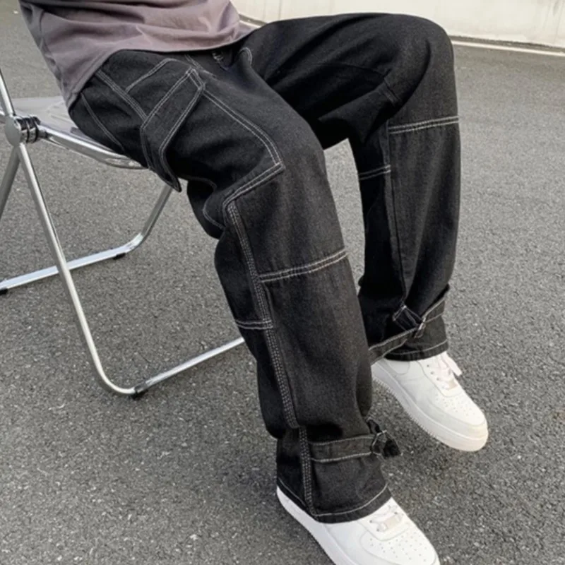 Cargo jeans Men Wide Leg Jeans Hip Hop Casual Men's Straight Baggy Denim Pants Streetwear Skateboard Pant Neutral Trousers - Image 2