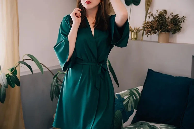 Kimono Bathrobe Gown Female Robe Set Satin Sleepwear Casual Nightgown Bridal Wedding Gift Sexy Nightwear Intimate Lingerie - Image 6