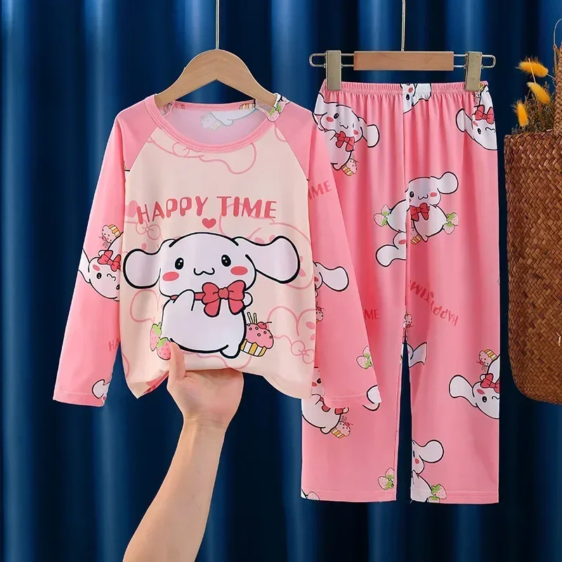 Sanrio Winter Kawaii Children Milk Silk Pajamas Sets Girl Boy Sleepwear Korean Kids Homewear Clothes Cute Anime Loungewear - Image 3