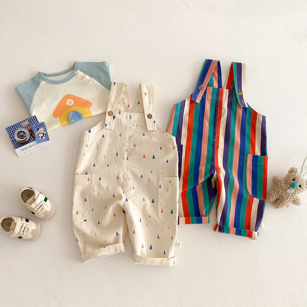Unisex Spring New Kids Clothes Fashion Overalls Polk Dot Jumpsuits Striped Overalls Children Play Suit - Image 2