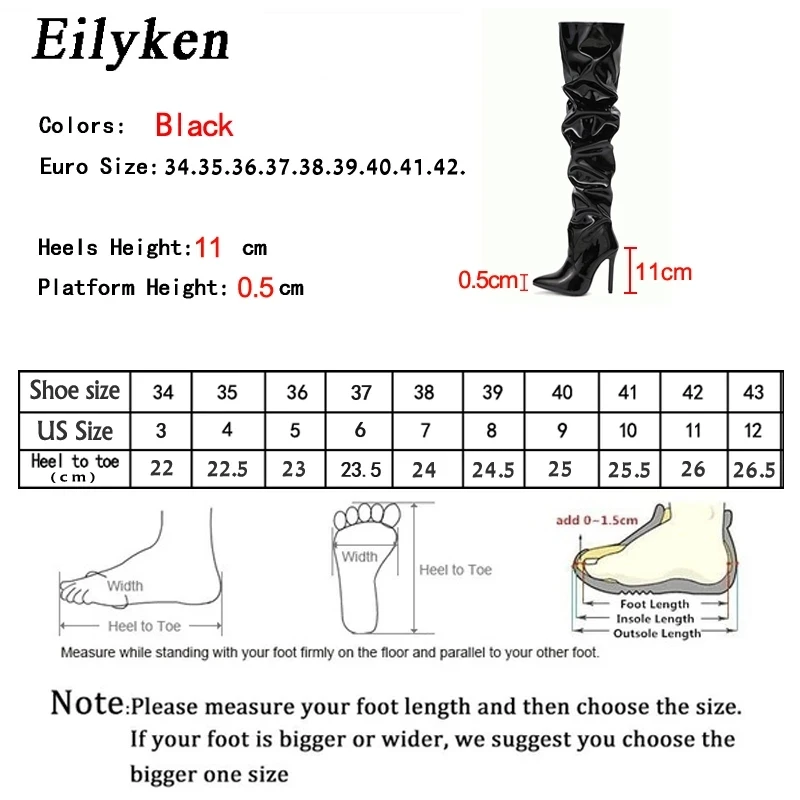 Eilyken Red Women Over The Knee Boots High Heels Patent Leather Solid Pointed Toe Stiletto Side Zipper Sapatos Femininos - Image 6