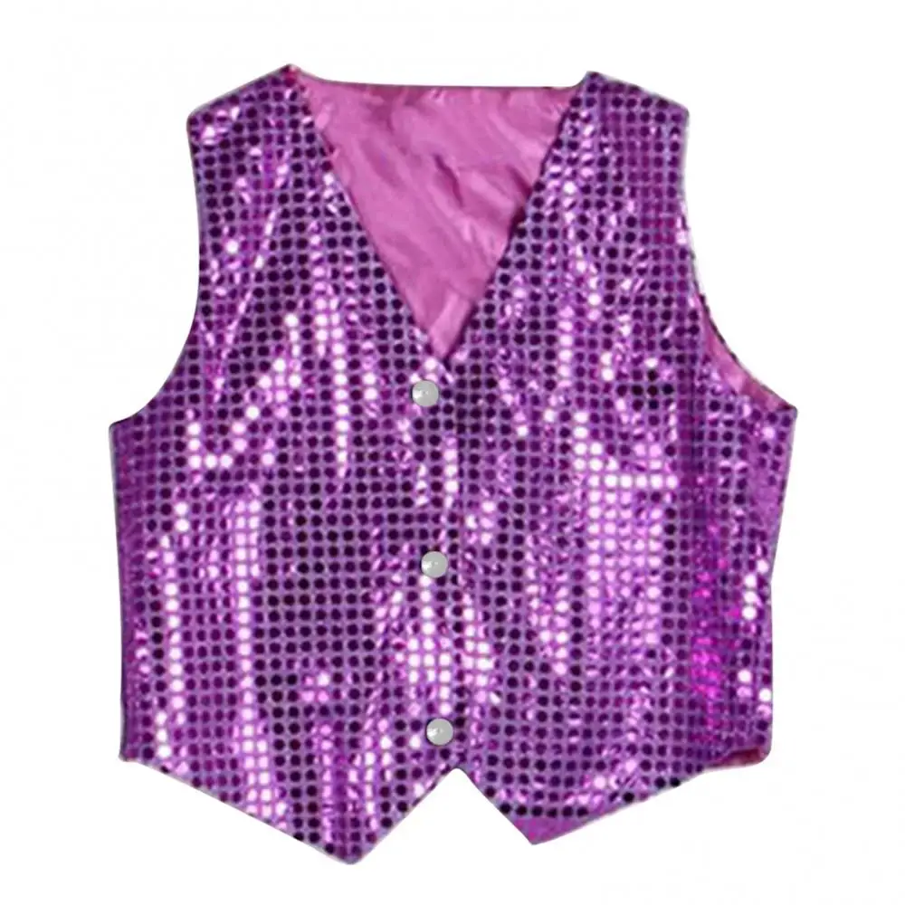 Children Shining Sequins Vest Boys Girls Christmas Stage Performance Costumes Kids Hip-hop Jazz Stage Dance Vest Waistcoat - Image 6
