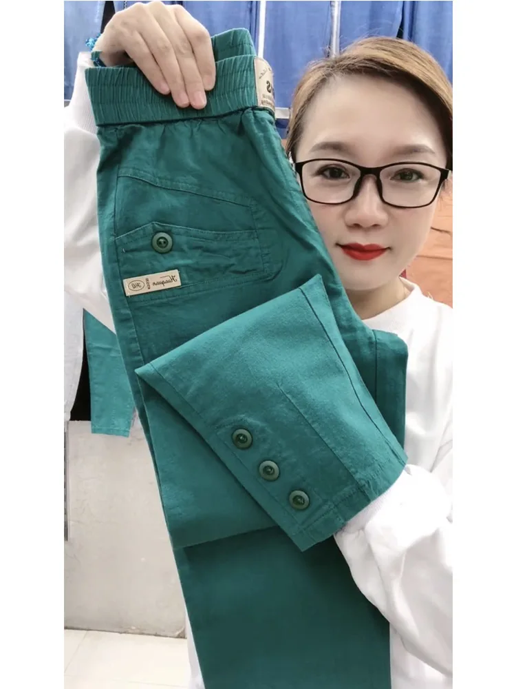 Women Cotton Linen Harun Pants Summer Loose New 2023 Ladies High Waist Versatile Thin Slim Casual Pants Female Nine-Point Pants - Image 4