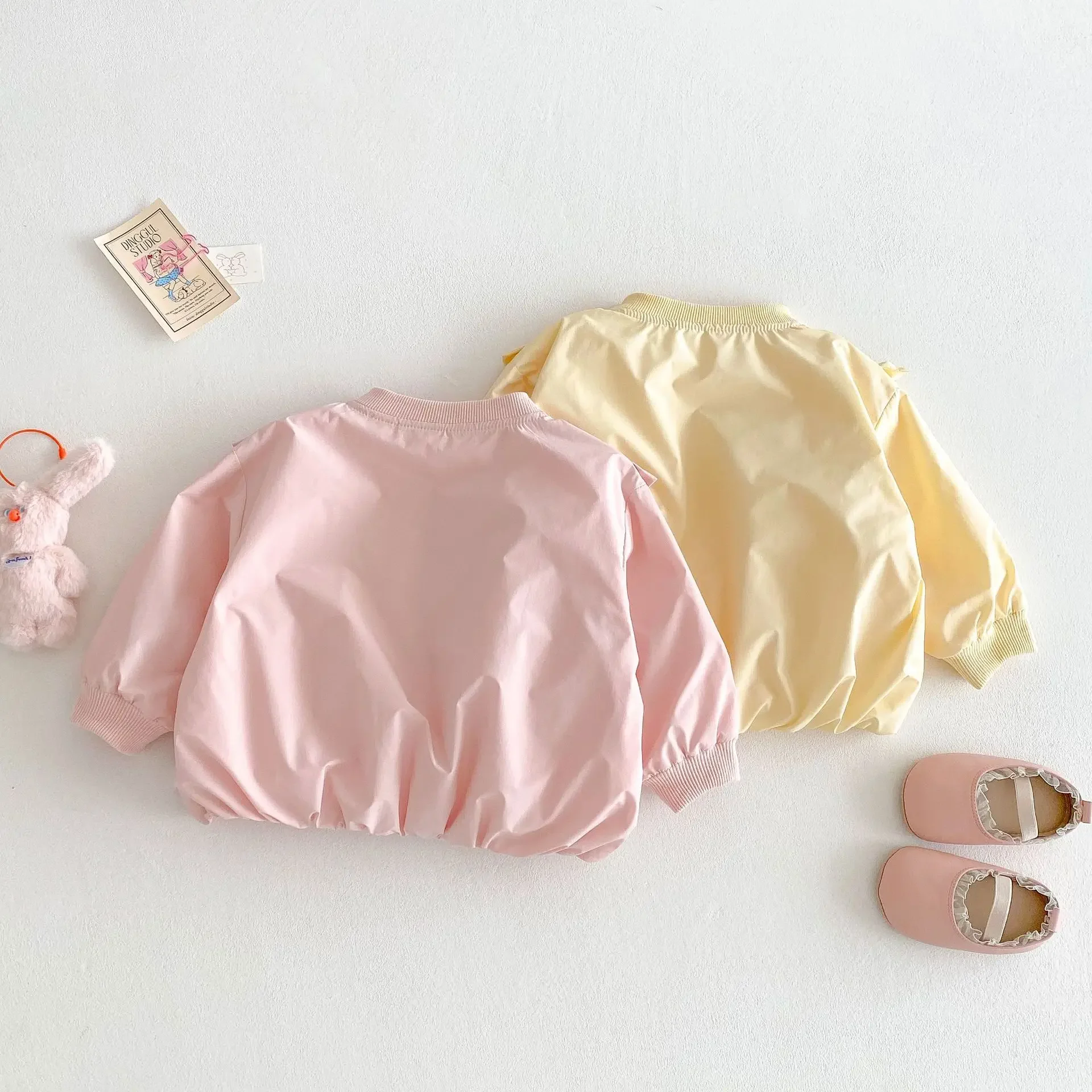 2025 New Spring Korean-Style Toddler Coat for Girls, 0-5 Years - Chic Bow Top, Solid Color, Loose-Fit Baby Spring Jacket - Image 3