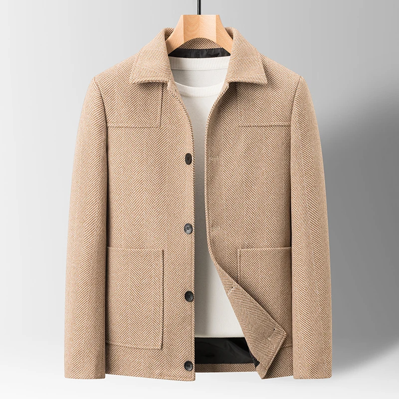 Classic Mens Office Dress Jackets Quality Casual Business Lapel Windbreak Coats Top Autumn Winter Blended Wool Jacket Streetwear - Image 3