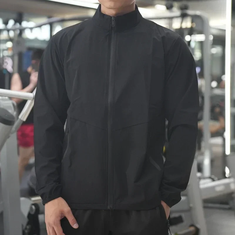 New Men Fitness Running Jacket Spring and Autumn Gym Outerwear Loose Casual Jogging Outdoor Stand-up Collar Tracksuit Sportswear - Image 6