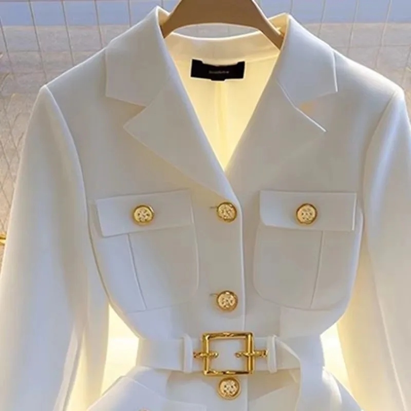Women Blazer Coat New 2025 Autumn Long Sleeve Casual Single Breasted Elegant Office Waist Ladies Suit Jacket Lady Outerwear Tops - Image 5