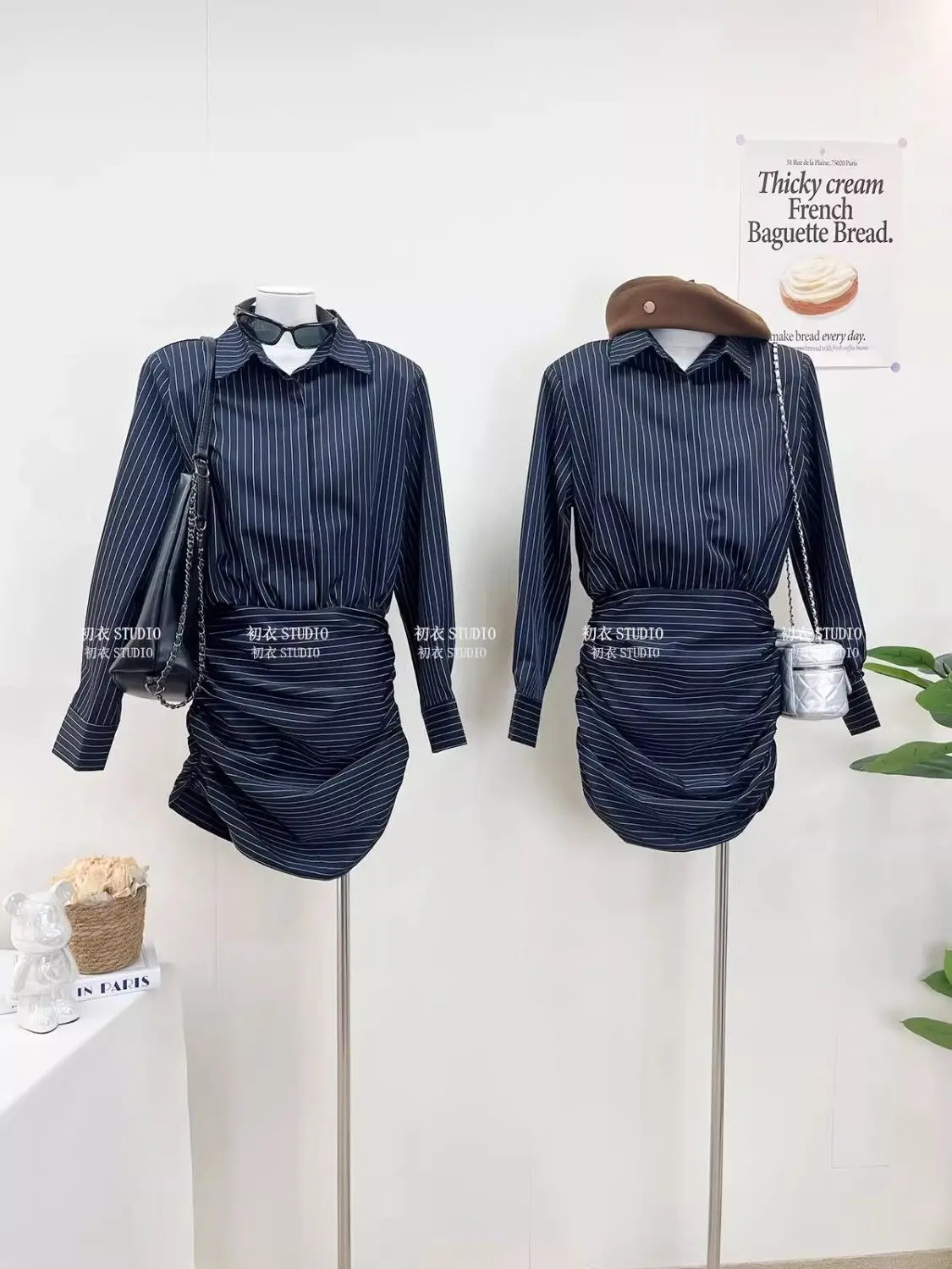 Striped Long-sleeved Shirt Dress New Style High-end Temperament Waist - Image 2