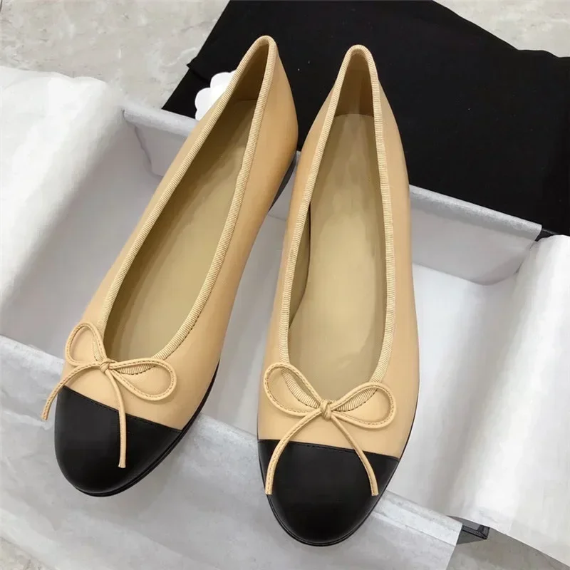2025 Spring New Round Head Bow Flat Bottom Ballet Single Shoe Shallow Mouth Women's Shoe - Image 2