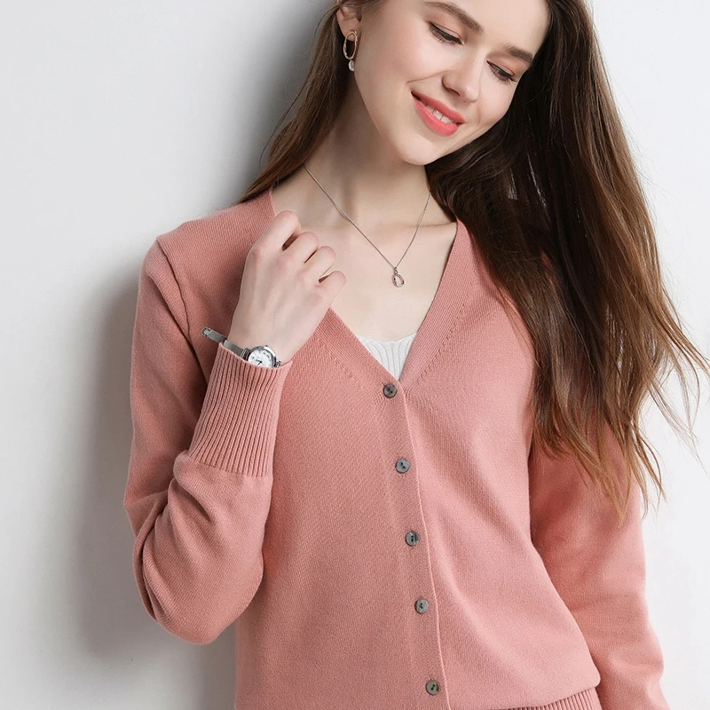 2025 Women Cardigans Long Sleeve Knitted Outerwear Solid Thin Spring Autumn Sweaters V-neck Knitwears Korean Fashion Cardigans - Image 6