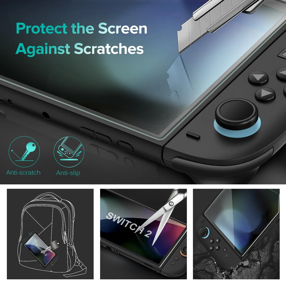 Tempered Glass Protector For Nintendo Switch 2 2025 Accessories Screen Protector For Nintendo Switch 2 With Joystick Cap - Image 2