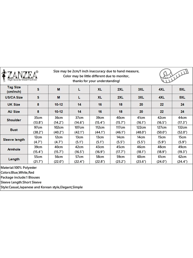 ZANZEA Women Chic Ruffle Blouse Vintage Short Sleeve Peplum Tops Holiday Summer Round Neck Tunic Casual Multilayer Pleated Shirt - Image 6