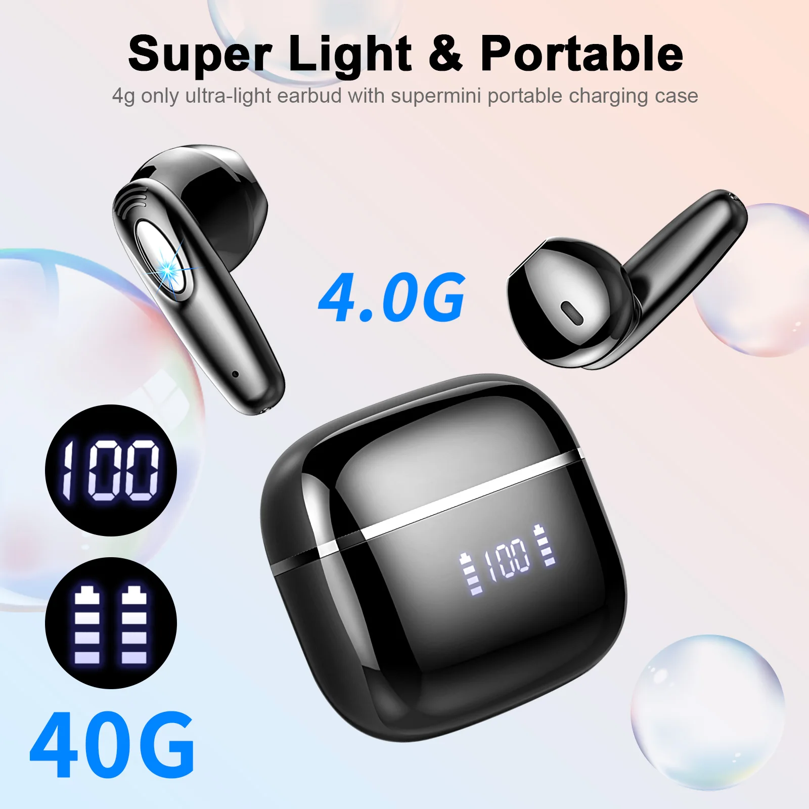 Wireless Earbuds, Bluetooth 5.3, 4 ENC Noise Canceling Mic, 40H LED Display Charging Case, IP7 Waterproof in-Ear Earbuds. - Image 5