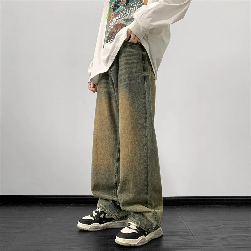 Jeans men Wide Leg Jeans Male Loose Straight Denim Pants 2024 Autumn Harajuku Vintage Blue Jean Trouser Streetwear Clothes - Image 2