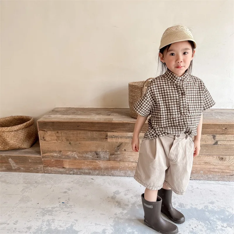 New Summer Children Casual Shorts Solid Color Elastic Waist Loose Short Pants Kids Boys and Girls Half Cargo Trousers A22296 - Image 3