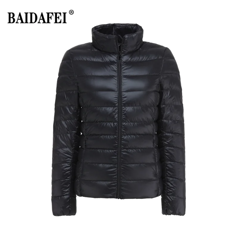 Women's Short Slim Fit Puffer Jacket 2023 New Spring Stand Collar Ultra Light Weight Portable Windproof White Duck Down Coat - Image 2