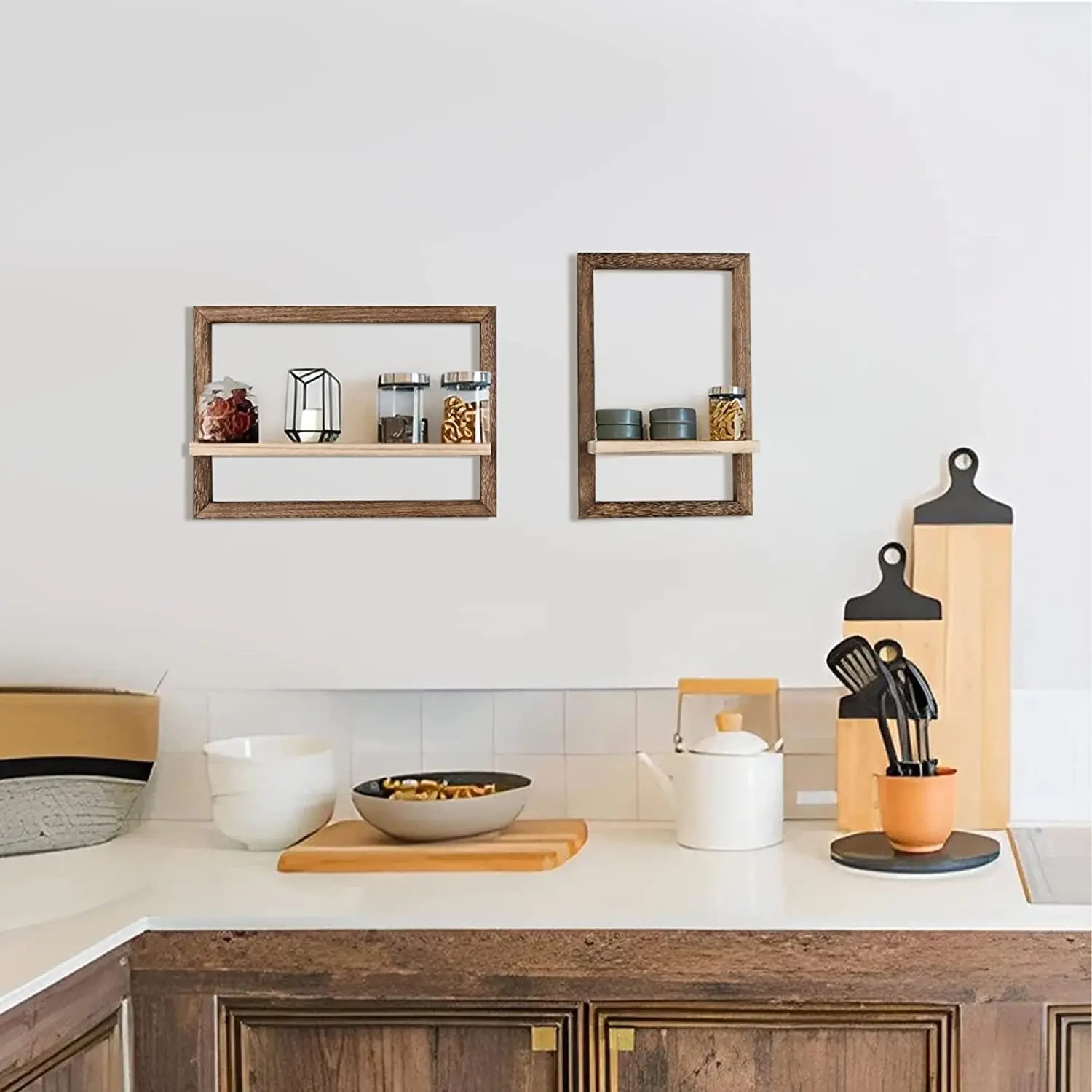 Wood Floating Wall Shelves Hanging Shelf for Wall Storage Rustic Farmhouse Decor for Bedroom Bathroom Living Room Kitchen - Image 3