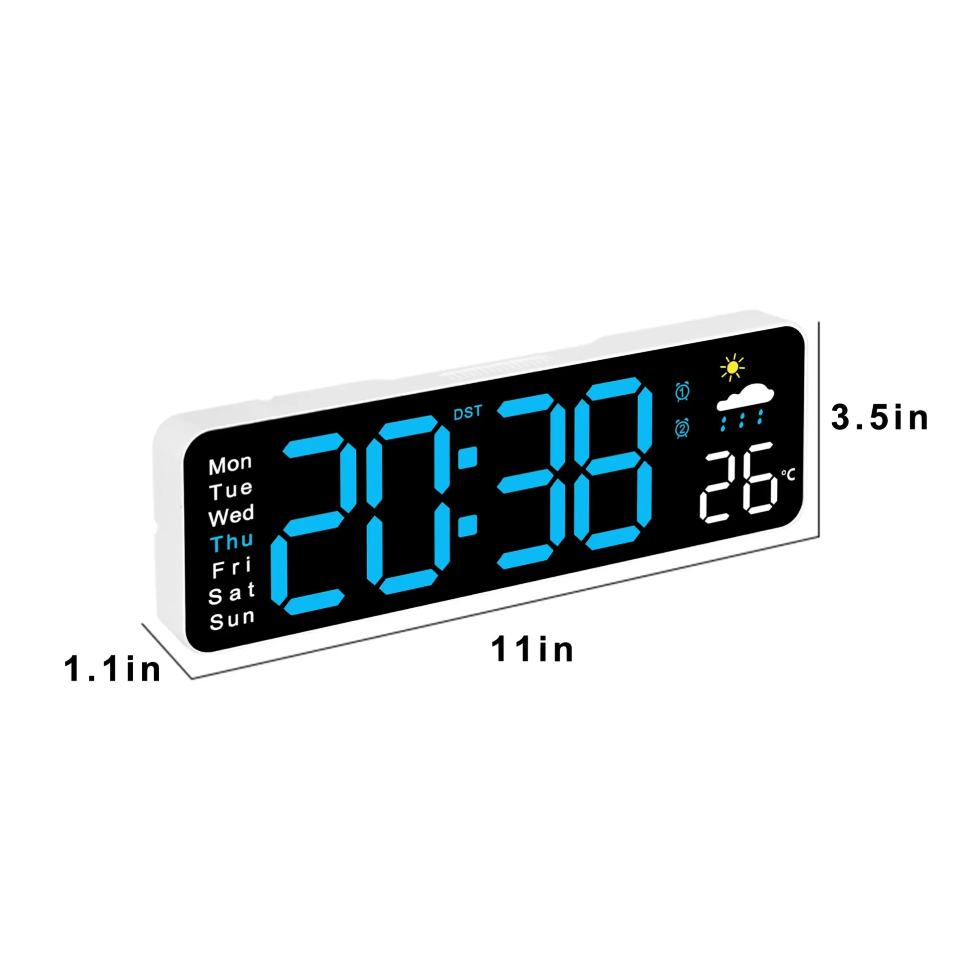 Digital Clock, 11"Display LED Wall Clock for Home Decor, Alarm, Timer, Automatic Brightness Dimmer Clock with Day/Date/Temp - Image 4