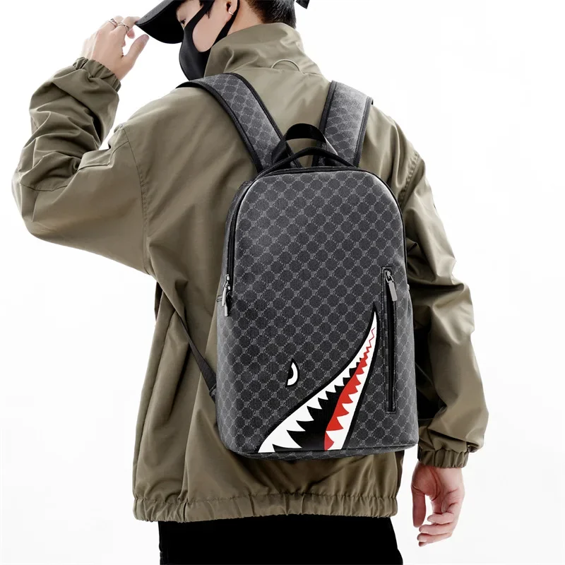 Men's Backpack Bag 15-inch Plaid High School College Laptop Rucksack - Image 2