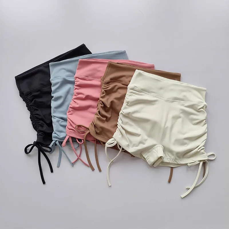 Summer Yoga Shorts Women Fitness Shorts Breathable Sports Edge Drawstring High Waist Running Cycling Shorts Workout Gym Shorts - Image 3