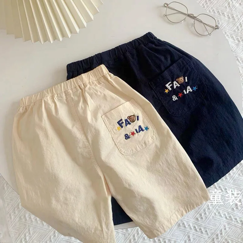 2025 New Cartoon Cute Childrens Boy Shorts Summer Fun Embroidery Closed Casual Pants Childrens Woven Shorts For 1-7 Years - Image 2