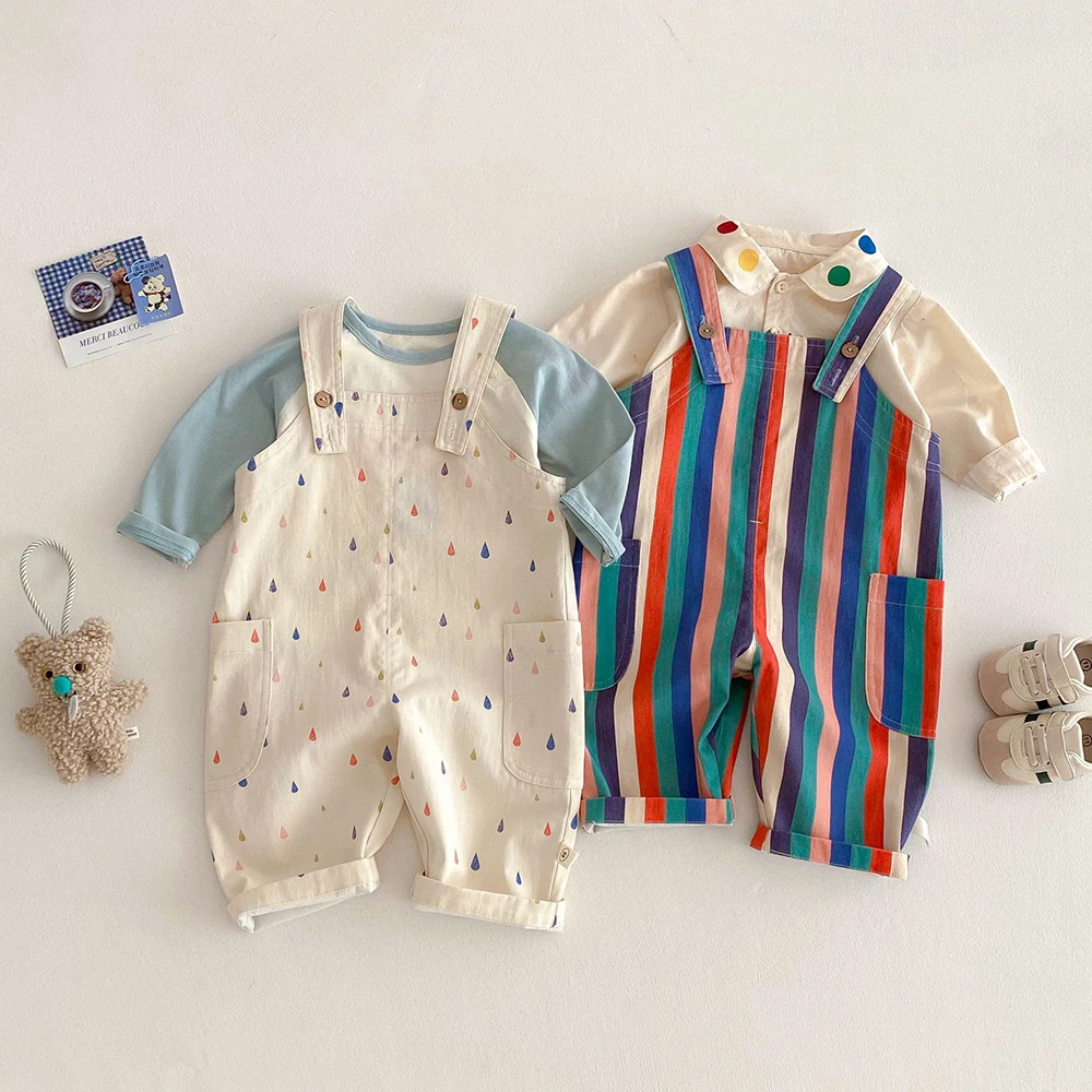 Unisex Spring New Kids Clothes Fashion Overalls Polk Dot Jumpsuits Striped Overalls Children Play Suit - Image 3