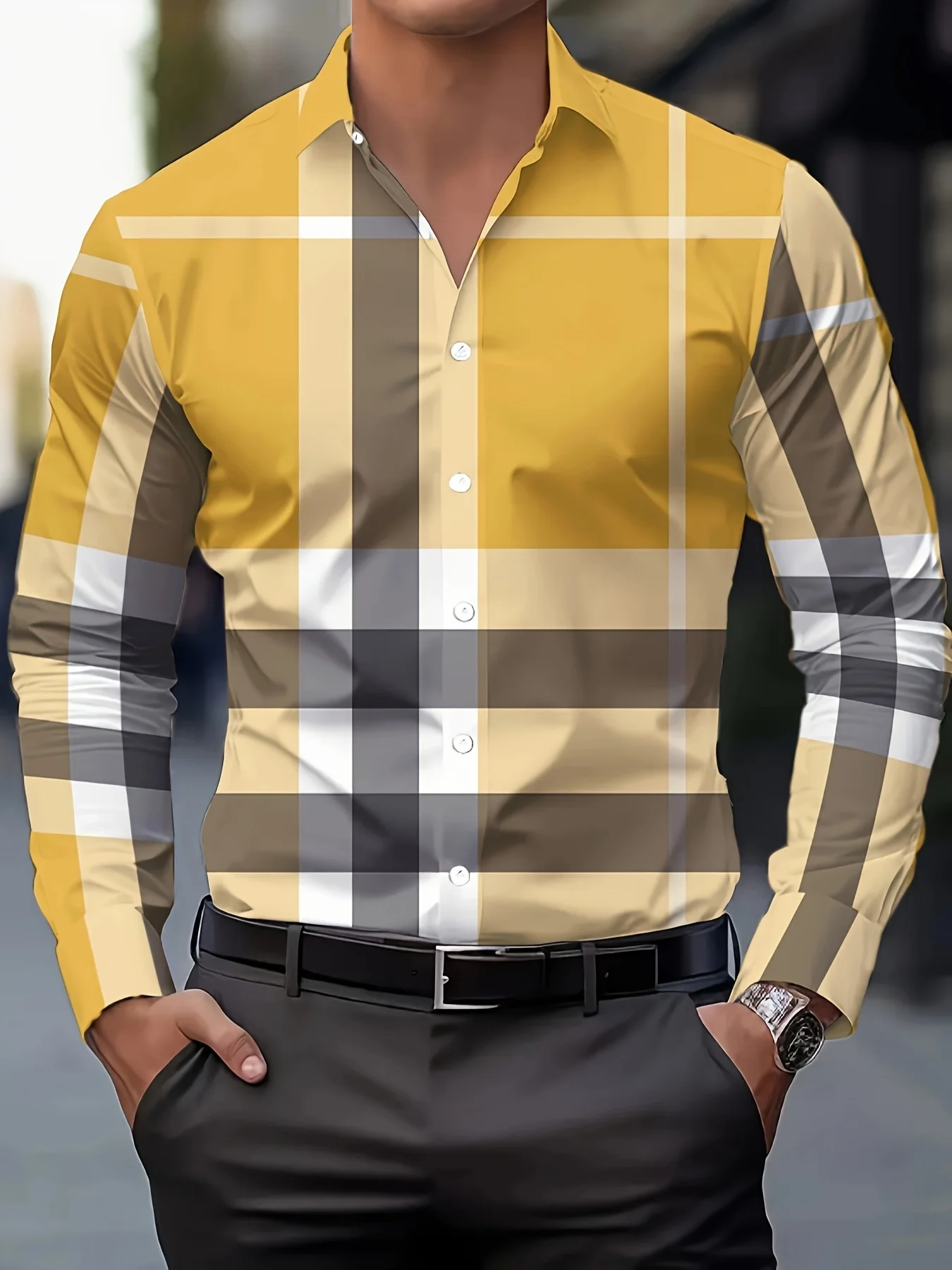 Men'S Fashion Print Shirt - Casual Polyester Long Sleeve Button-Down Lapel Collar Regular Fit Men's Clothing Men's Formal shirt - Image 2