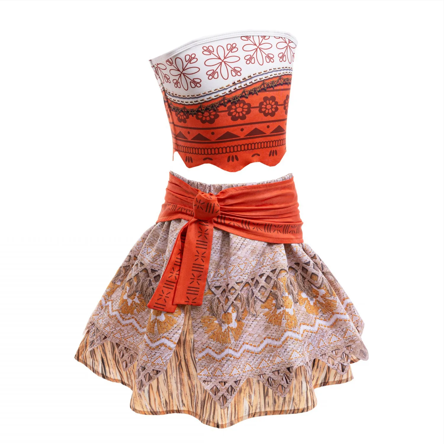 Moana Cosplay Dress For Girl New Little Girl Two Piece Suit Children Geometric Print Clothes Halloween Carnival Outfit Moana - Image 2