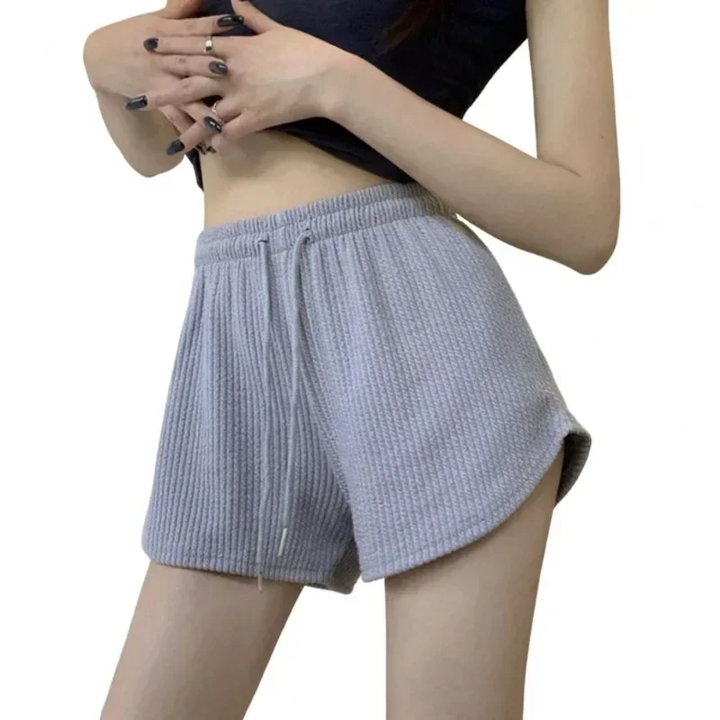 Women Shorts Summer High Elastic Lace Up Drawstring Wide Leg Sweat Short Fitness Running Shorts Loose Casual Large Sports Pants - Image 3