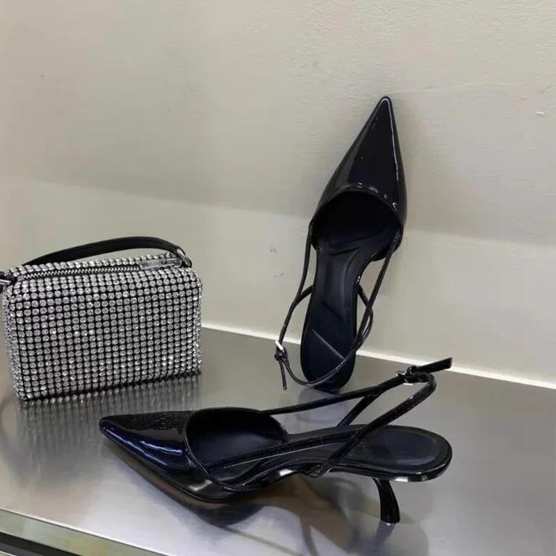Women Pointed Toe Heels Shoes Sandals 2024 Dress Party Fashion Summer Slippers New Walking Flip Flops Pumps Slides - Image 4
