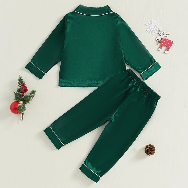 1-5Years Kids Boys Girls Christmas Pajamas Set Candy Cane Print Long Sleeve Shirts Long Pants 2 Pieces Lounge wear Sleepwear - Image 3