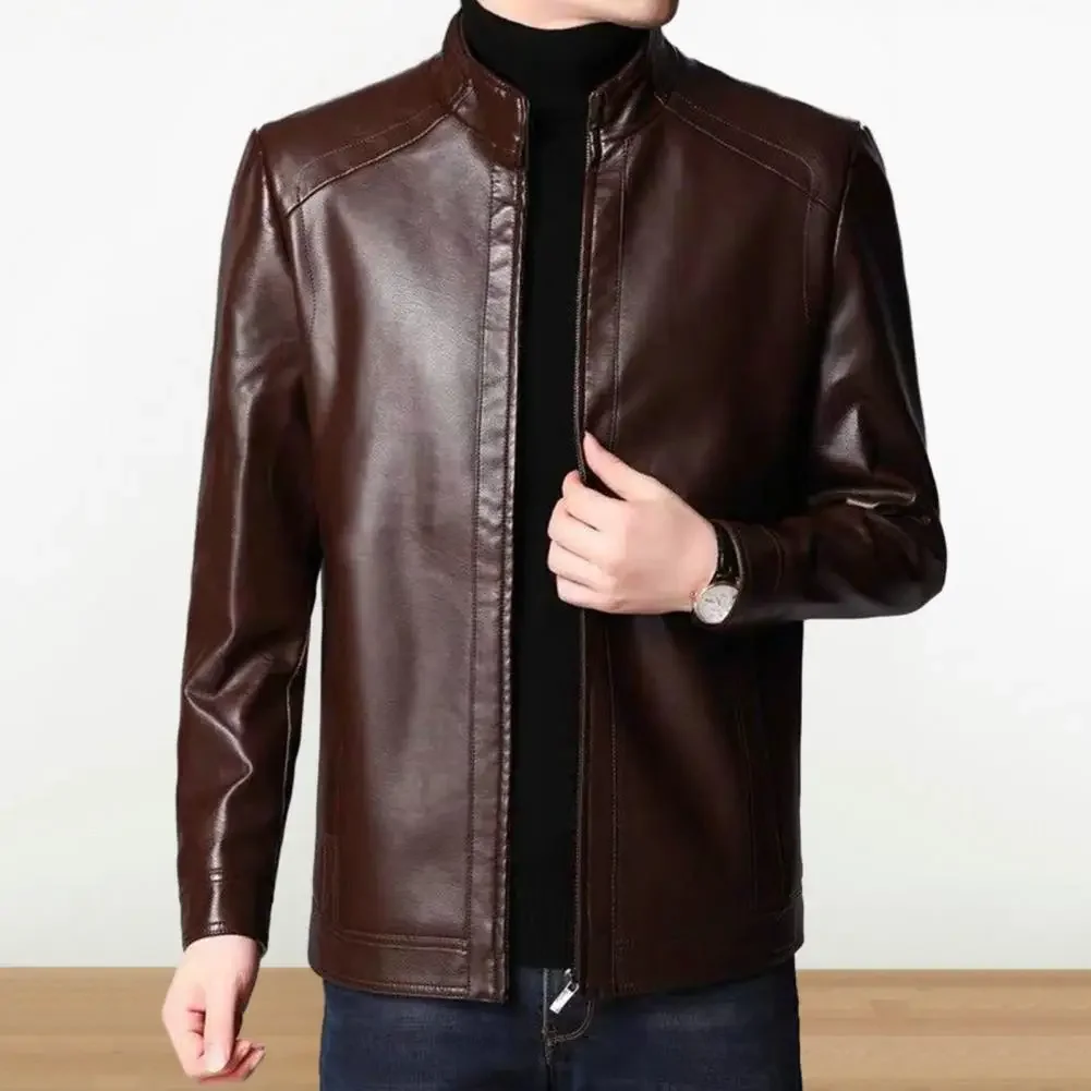 Stylish Protective for Cool Autumn Winter Thick Warm Windproof Men's Faux Leather Motorcycle Jackets Motorcycle Men Fall Jacket - Image 6