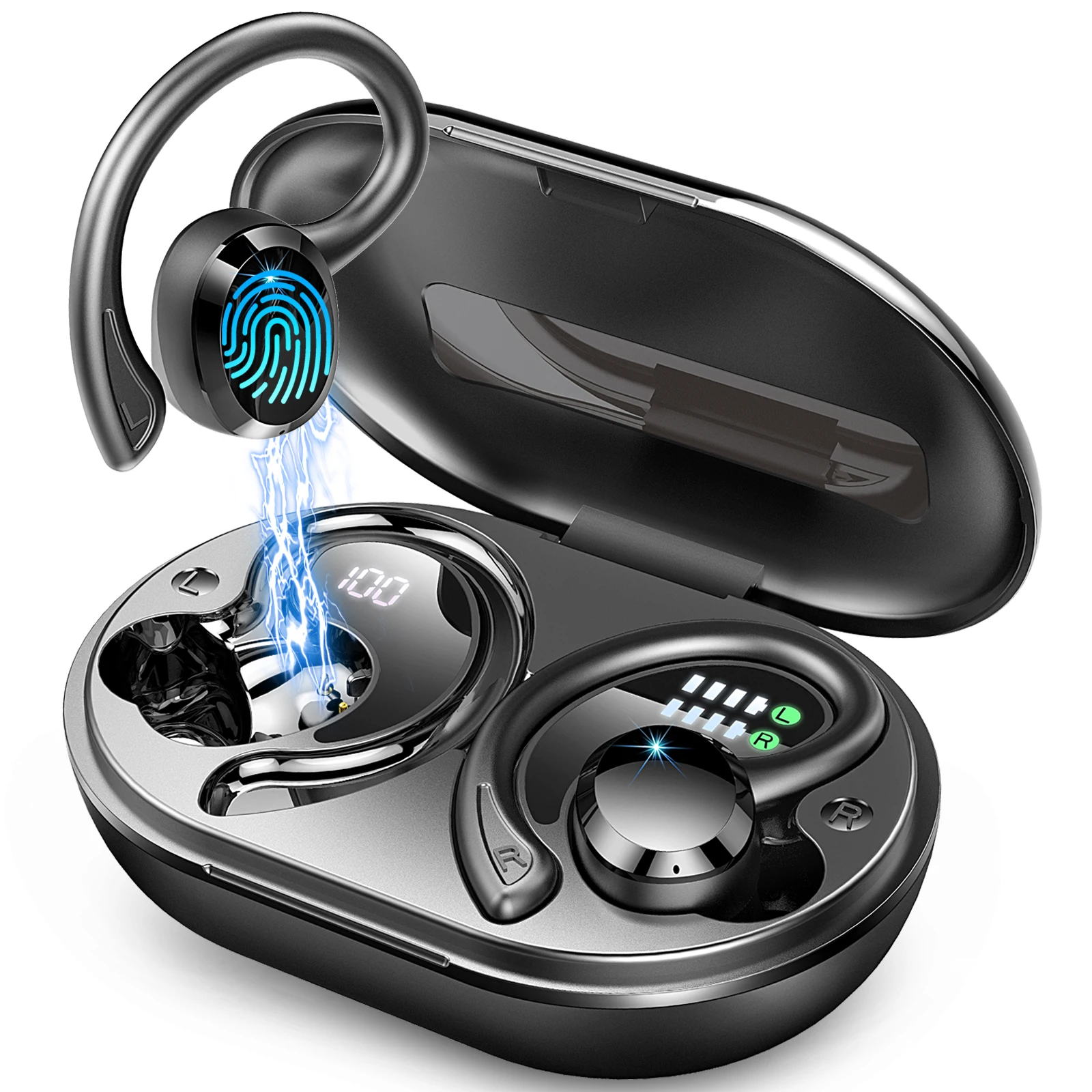 Wireless Earbuds, Bluetooth 5.3 On-Ear Headset, Noise Cancelling Mic, 48H Playtime Sports Headphones for Workout/Running. - Image 2
